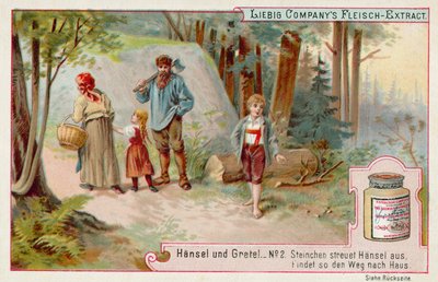 Hansel ndi Gretel: Hansel akuchoka pamiyala kuti apeze njira yobwerera (chromolitho) 作者 欧洲学校