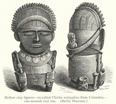 空心 ciay 人物，来自哥伦比亚的所谓 Chicha 古物（雕刻） 作者 欧洲学校