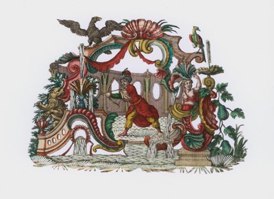 印度或波斯王子狩猎狮子（彩色雕刻） 作者 欧洲学校