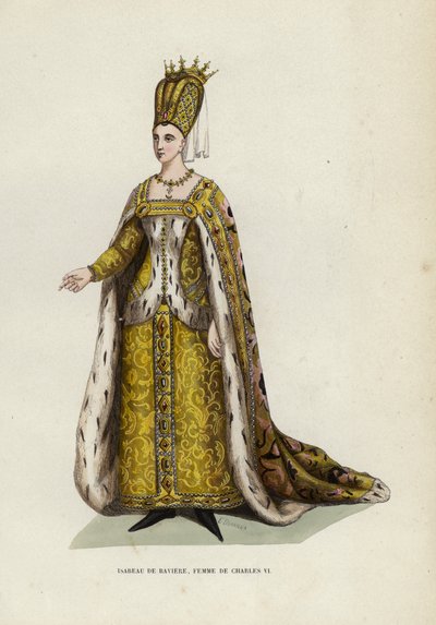 Isabeau De Baviere，查理六世的女人（彩色雕刻） 作者 欧洲学校