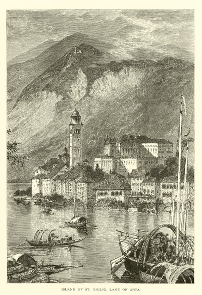 Island of St Giulio, Lake of Orta (engraving) 作者 欧洲学校