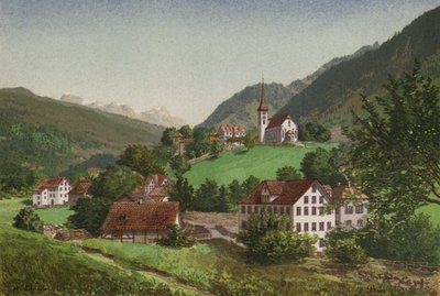 Lake Lucerne: Burglen (colour litho) 作者 欧洲学校