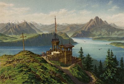 卢塞恩湖里基-坎泽利（彩色石版画） 作者 欧洲学校
