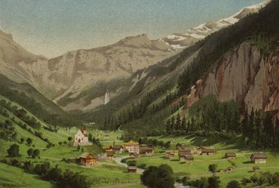 卢塞恩湖：Unterschachen（彩色石版画） 作者 欧洲学校