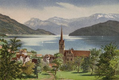 Lake Lucerne: Weggis (colour litho) 作者 欧洲学校