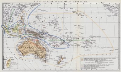 大洋洲和澳大拉西亚种族地图（彩色石印版） 作者 欧洲学校