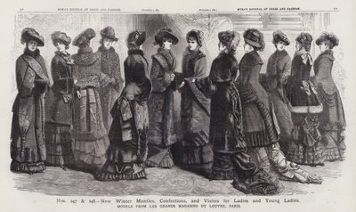为女士和年轻女士设计的新款冬季礼服、糖果和礼品，巴黎卢浮宫大商场提供的模型（雕刻） 作者 欧洲学校
