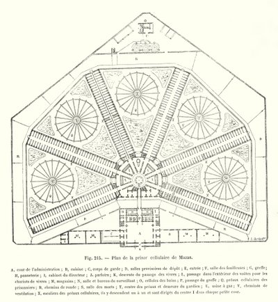 马扎斯监狱的计划（雕刻）。 作者 欧洲学校