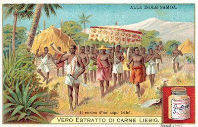 Procession of a Samoan tribal chief (chromolitho) 作者 欧洲学校