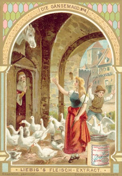 Scene from the Brothers Grimm fairy tale The Goose Girl (chromolitho) 作者 欧洲学校
