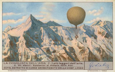 瑞士热气球运动员爱德华-斯佩尔泰里尼飞越阿尔卑斯山（chromolitho） 作者 欧洲学校