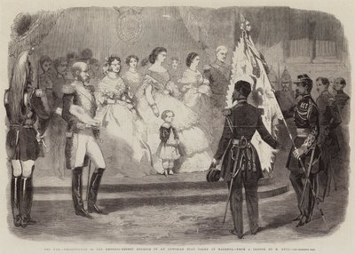 The War, Presentation to the Empress-Regent Eugenie of an Austrian Flag taken at Magenta (engraving) 作者 欧洲学校