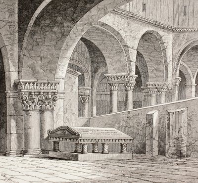 Godfrey de Bouillon坟茔在圣墓教堂，耶路撒冷，c.1880 作者 European School