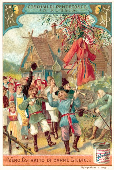俄罗斯传统的五旬节庆祝活动 (chromolitho) 作者 欧洲学校