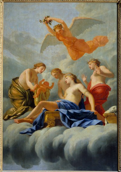 The birth of Love Venus gives birth to Cupid. Painting from the workshop of Eustache Le Sueur (1617-1655) 17th century Sun. 1,82x1,25 m . 作者 Le Sueur的Eustache（工作室）