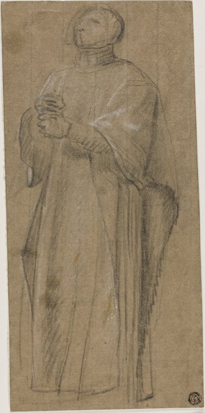 佩戴法杖的牧师研究 作者 Eustache Le Sueur