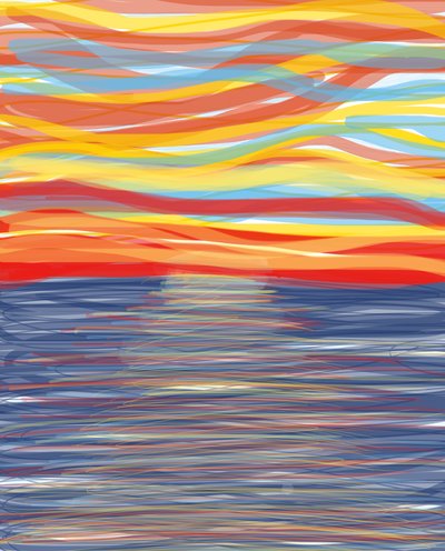 大西洋，2018 年（用苹果铅笔在 iPad 上手绘） 作者 埃文·斯克拉