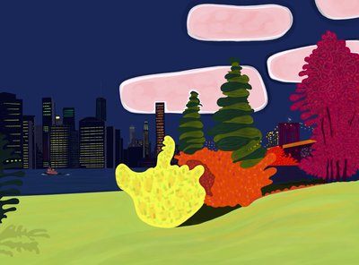 布鲁克林大桥公园和曼哈顿下城景观（数字艺术） 作者 埃文·斯克拉