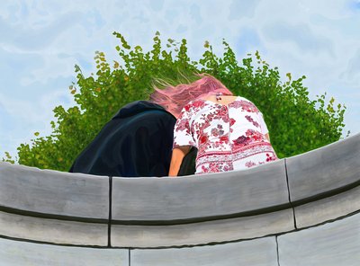 杜乐丽花园中的情侣（数字艺术） 作者 埃文·斯克拉