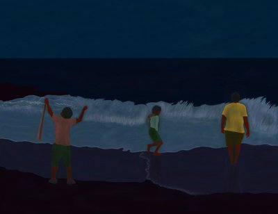 终火岛海滩夜景（数字艺术） 作者 埃文·斯克拉