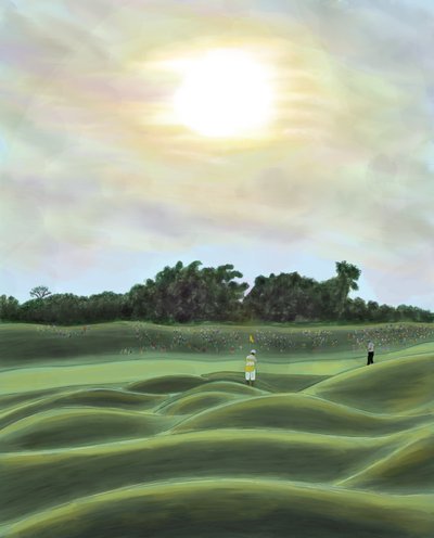 布鲁克林高尔夫球场和观众（数字艺术） 作者 埃文·斯克拉