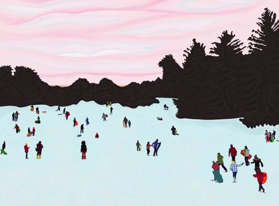 雪橇，展望公园（数字艺术） 作者 埃文·斯克拉