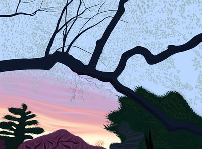 春天，展望公园，2025 年（数字艺术） 作者 埃文·斯克拉