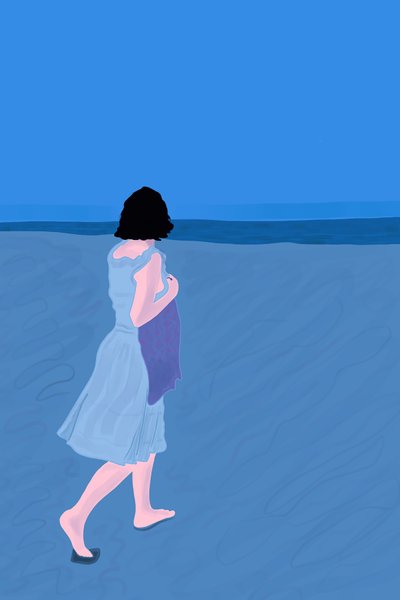 火岛海滩上的女人（数字艺术） 作者 Evan Sklar