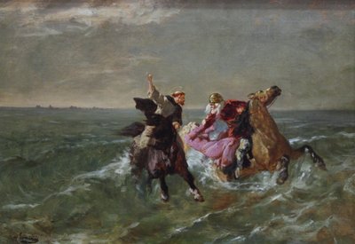 法语：La chevauchée de saint Guénolé et du Roi Gradlon 圣吉诺尔和格拉德龙王的飞行 作者 Evariste Vital Luminais