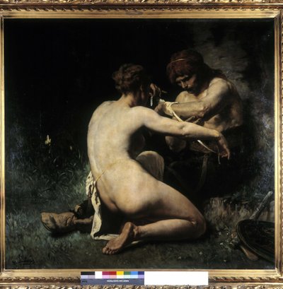 高卢人受伤了（布面油画） 作者 Evariste Vital Luminais