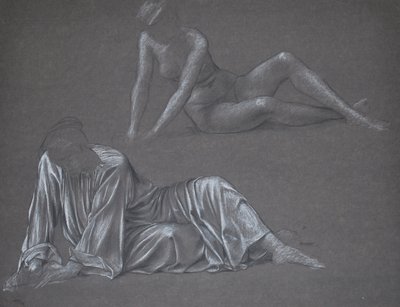 双重研究地球 - 女性形象，1897年（粉笔在纸上） 作者 伊夫林·德·摩根（Evelyn De Morgan）