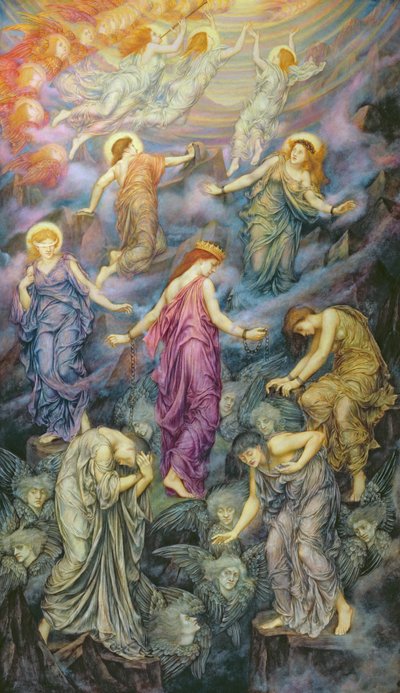 天国遭受暴力（布面油画） 作者 伊夫林·德·摩根（Evelyn De Morgan）