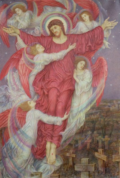 红十字会（佛兰德斯战争坟墓的寓言），c.1916 作者 伊夫林·德·摩根（Evelyn De Morgan）