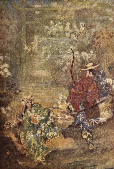 Hoori 和海神的女儿，插图来自 F Hadland Davis 的《日本神话与传说》 作者 伊芙琳·保罗