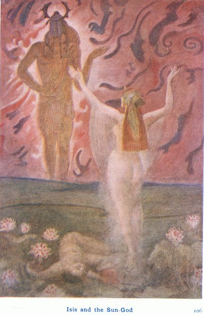 伊希斯与太阳神拉（彩色石版画） 作者 伊芙琳·保罗