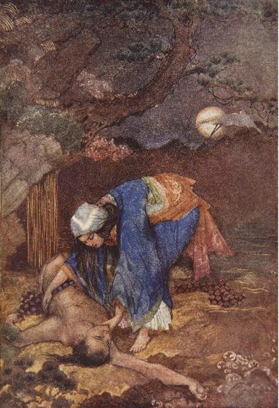 Matsu 救了 Teoyo，插图来自 F. Hadland Davis 的《日本神话与传说》 作者 伊芙琳·保罗