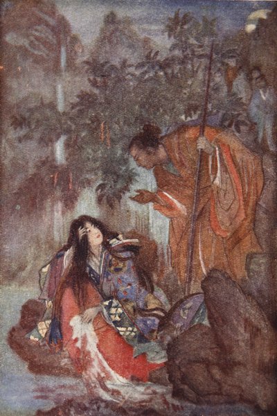 Raiko 和着魔的少女，插图来自 F Hadland Davis 的《日本神话与传说》 作者 伊芙琳·保罗