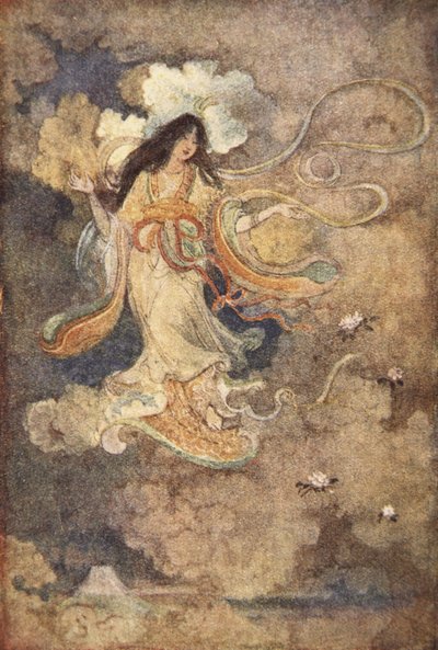 浅间，富士山女神，插图来自 F Hadland Davis 的《日本神话与传说》 作者 伊芙琳·保罗