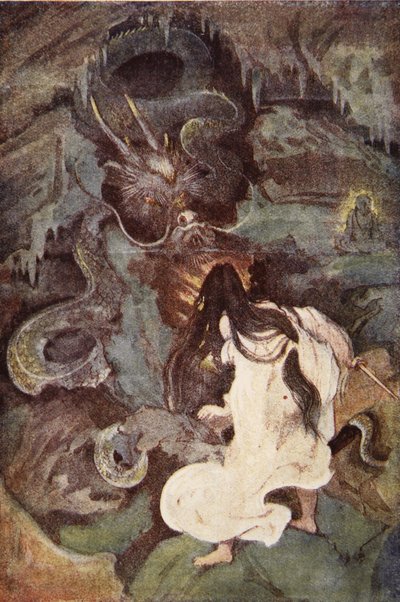 东京和海蛇，插图来自 F. Hadland Davis 的《日本神话与传说》 作者 伊芙琳·保罗