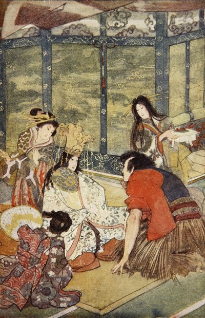 浦岛和海王的女儿，插图来自 F. Hadland Davis 的《日本神话与传说》 作者 伊芙琳·保罗