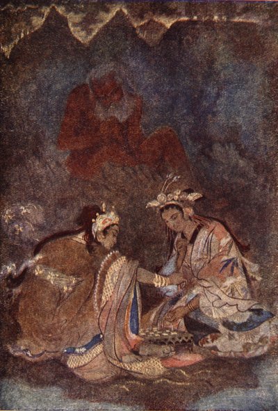 富士山上的 Visu，插图来自 F. Hadland Davis 的《日本神话与传说》 作者 伊芙琳·保罗