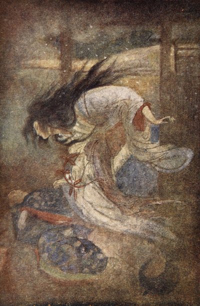 雪之女 Yuki-Onna，插图选自 F. Hadland Davis 所著《日本的神话与传说》。 作者 伊芙琳·保罗