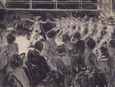 卡巴莱场景（木炭画，印在准备好的纸板上） 作者 Everett Shinn