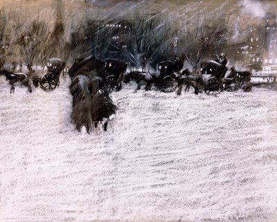 冬季的公园 作者 Everett Shinn