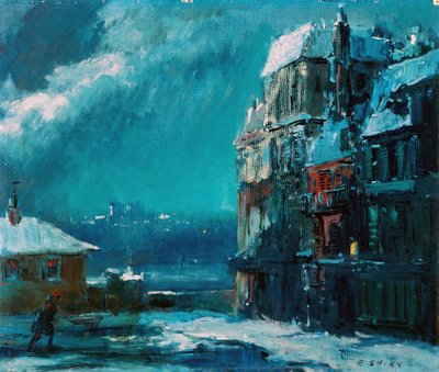 冬夜，巴黎（木板油画） 作者 Everett Shinn