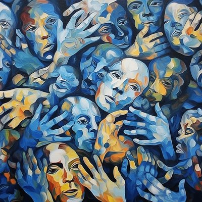 画布上的一群人，当代墙面艺术画，按需打印 作者 法赫塔利·阿卜杜勒拉希姆