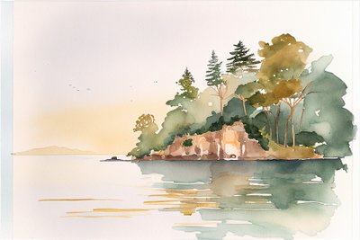 极简主义水彩风景，墙面艺术印刷品 作者 法赫塔利·阿卜杜勒拉希姆