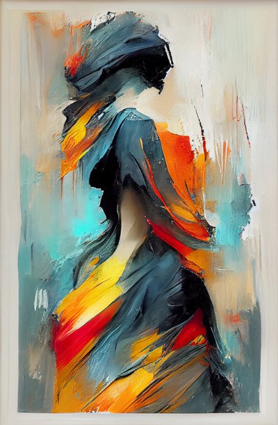 抽象印象派油画《跳舞的女人》 帆布印花 作者 法赫塔利·阿卜杜勒拉希姆
