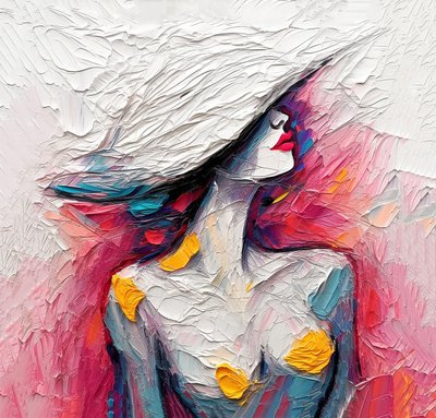抽象油画时尚肖像女士，墙面艺术印刷品出售 作者 F. Abderrahim