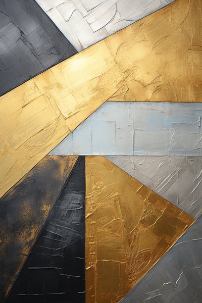 金银抽象画，立式帆布，客厅墙面装饰画 作者 法赫塔利·阿卜杜勒拉希姆